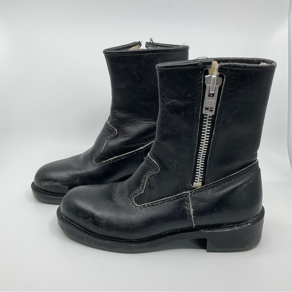 Vintage Shoes - Vintage Terra Lites Fleece Lined Leather Side Zip Combat Boots